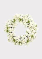 Fake Cherry Blossom Wreath in White - 24"