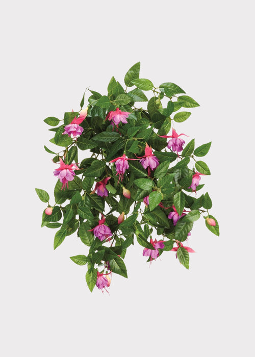 Artificial Fuchsia Flower Hanging Bush in Purple Hue - 20.5"