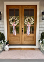 Fake Cherry Blossom Wreath in White - 24"